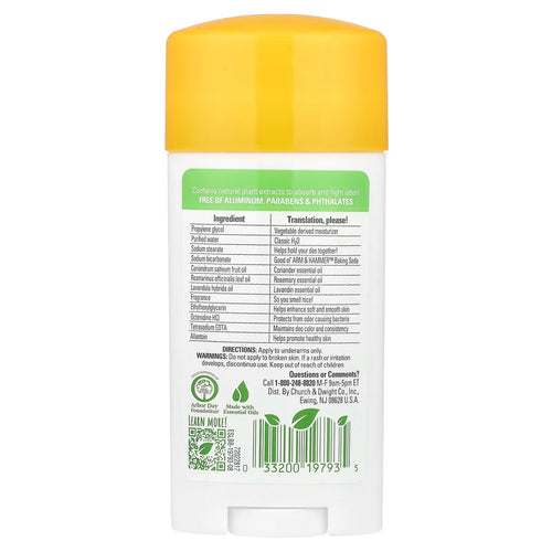 Arm & Hammer, Essentials™, Déodorant  naturels, Lavande et romarin, 71 g