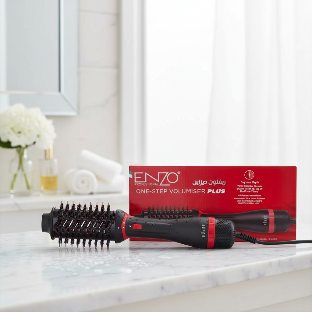Brosse Soufflante ENZO One-Step 2-en-1 Plus – Brosse Lissante & Sèche-Cheveux Professionnelle | Volume & Brillance – Maroc