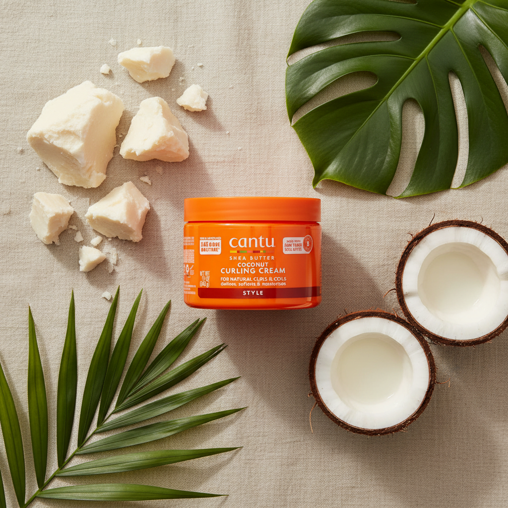 Cantu Coconut Curling Cream – Flat lay