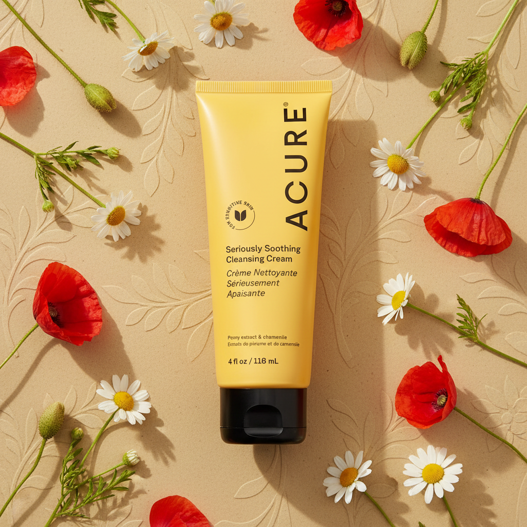 ACURE Crème Nettoyante Apaisante 118 ml – Nettoyant Visage Hydratant & Peaux Sensibles | Soin Naturel Maroc