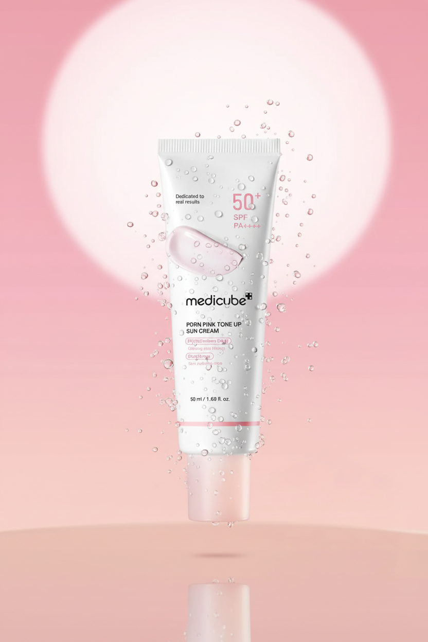 Produit flottant fond rose