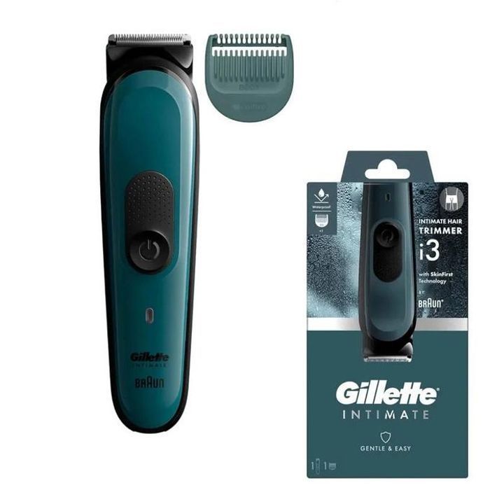 Gillette Intimate I3 – Tondeuse Zones Intimes Homme – Technologie SkinFirst Anti-Coupures & Étanche