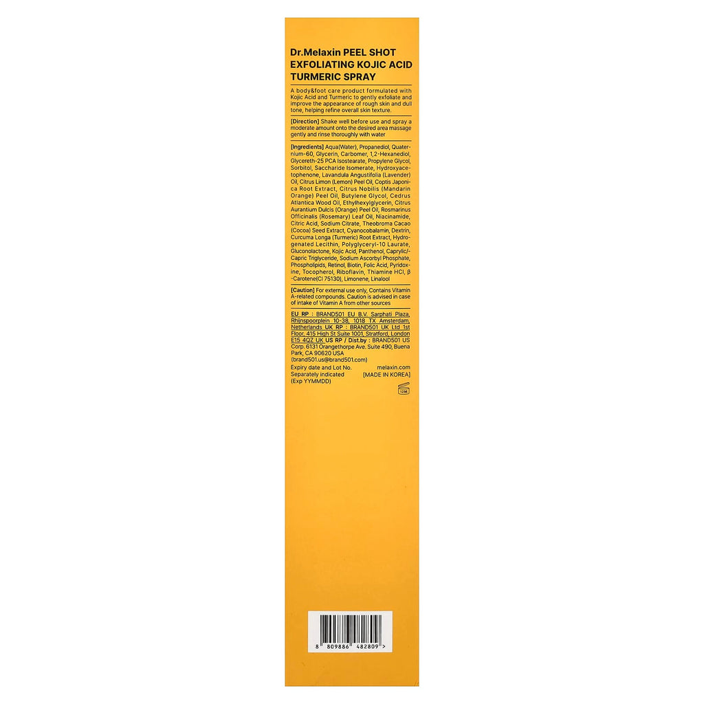 Dr Melaxin Spray Exfoliant Acide Kojique & Curcuma 200 ml – Peel Shot Éclat & Anti-Taches