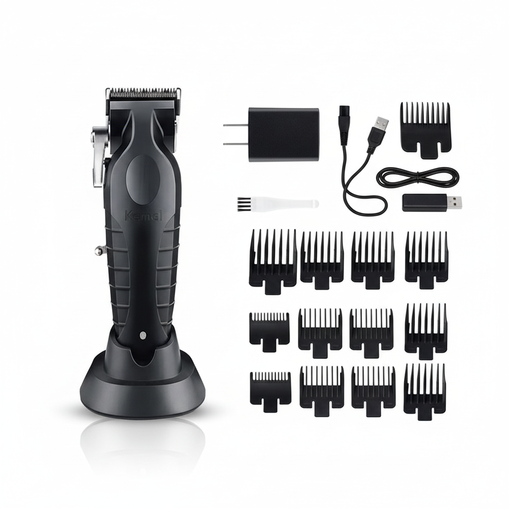 Kemei Pro 2296 – Tondeuse Professionnelle Sans Fil Rechargeable | Coupe Cheveux & Barbe